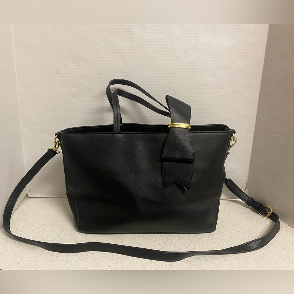 Betsey Johnson Black Bow Accent Satchel/ Shoulder Bag